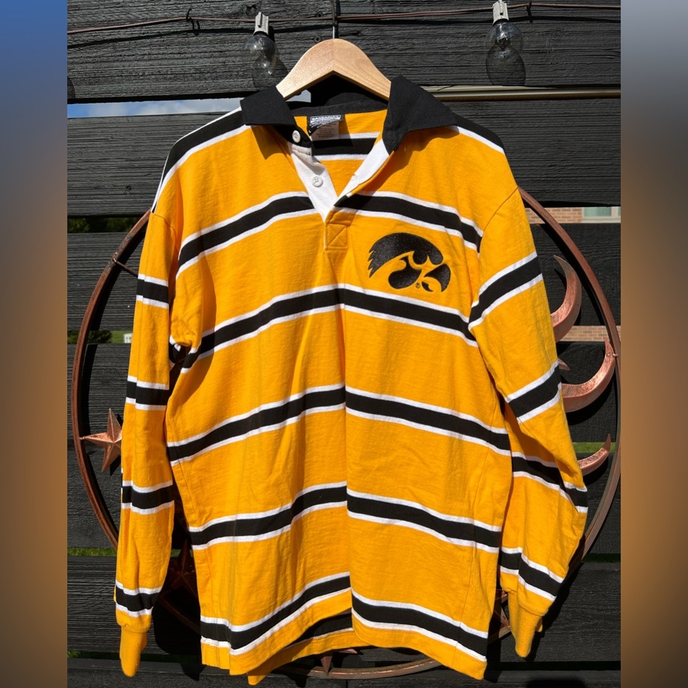 Iowa Hawkeyes Striped Rugby Shirt Size Large